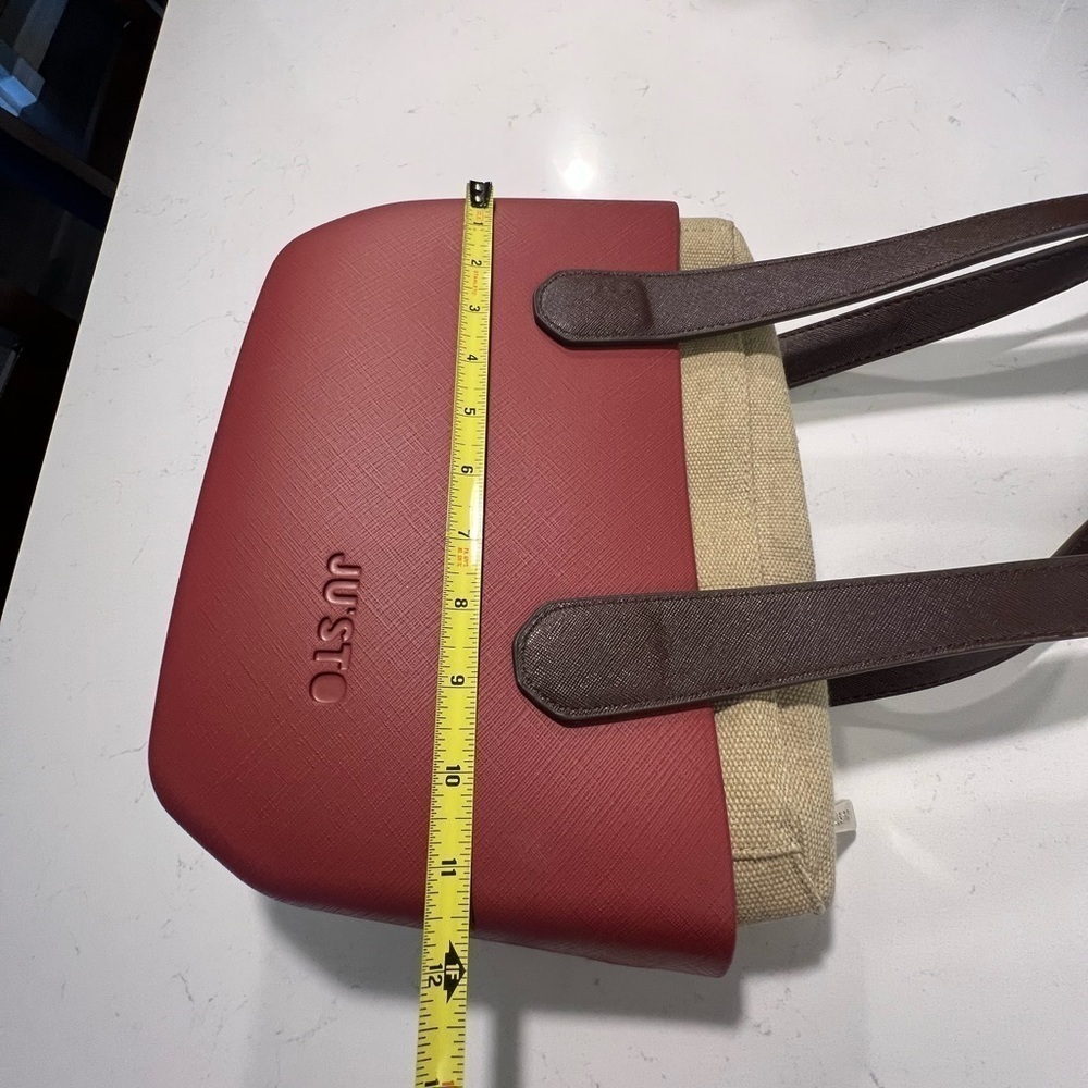 Justo burgundy/tan/brown Tote Handbag - Picture 8 of 9